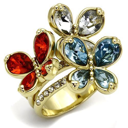 JCE2547 Gold Brass Ring with Assorted  in Multi Color