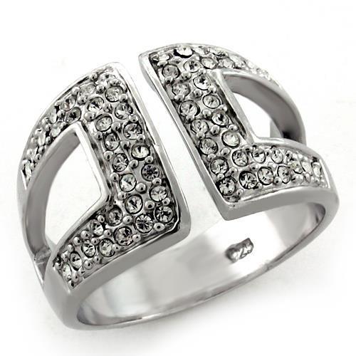 JCEAS1137 Rhodium 925 Sterling Silver Ring with Top Grade Crystal  in Clear