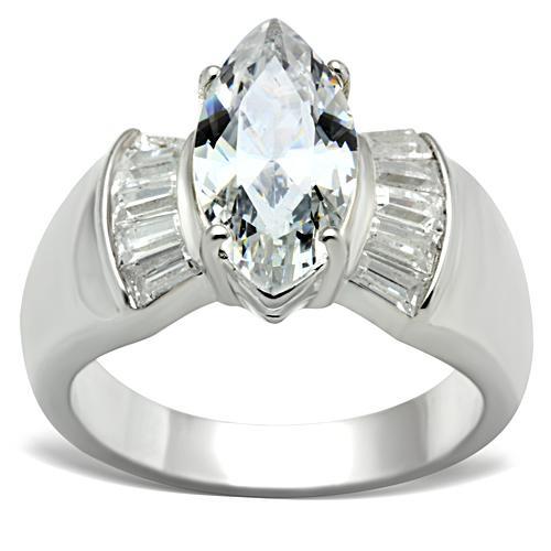 JCE028 Silver 925 Sterling Silver Ring with AAA Grade CZ  in Clear