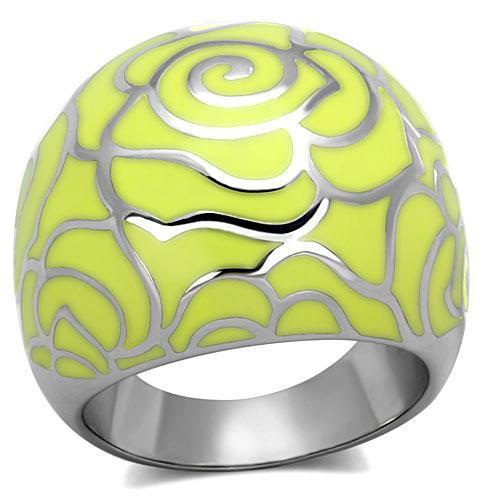 JCE1740 High polished (no plating) Stainless Steel Ring with Epoxy  in Citrine Yellow