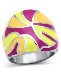 JCE834 High polished (no plating) Stainless Steel Ring with Epoxy  in Multi Color